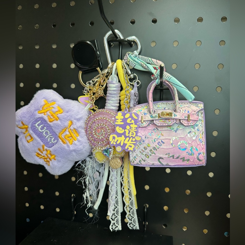 Pastel Leather Mini Bag Charm Set | Glow in the Dark Lollipop | Rare Piece